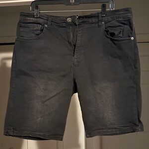 Black Jean Shorts with Stretchy Denim and Relaxed Fit